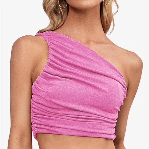 Pink one shoulder top - Picture 1 of 2
